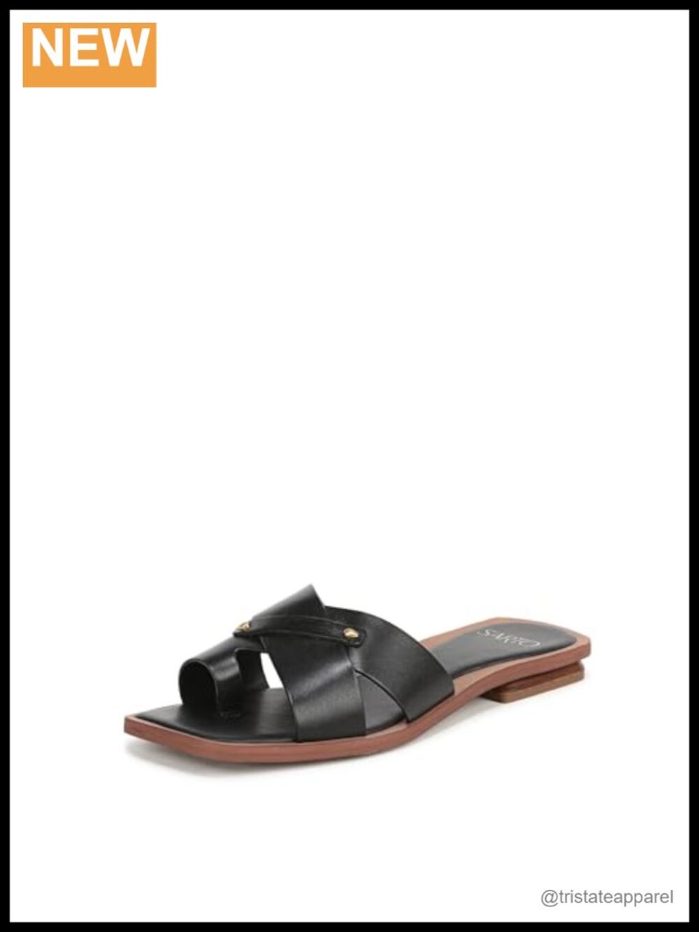 Women's Pointed Toe Slide Sandals Leather Upper 0.5 Inch Heel